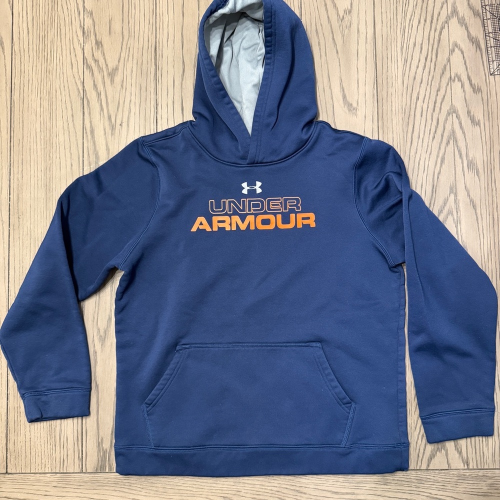 Under Armour Blue Hoodie with Orange Logo